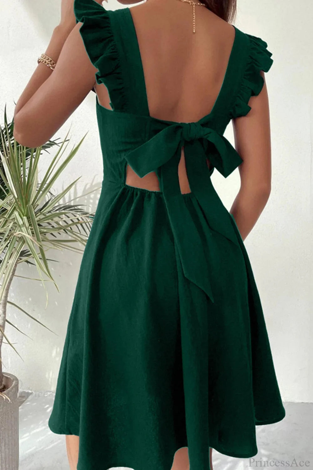 Sleeveless Mini Dress with Ruffle Tie-back image 6