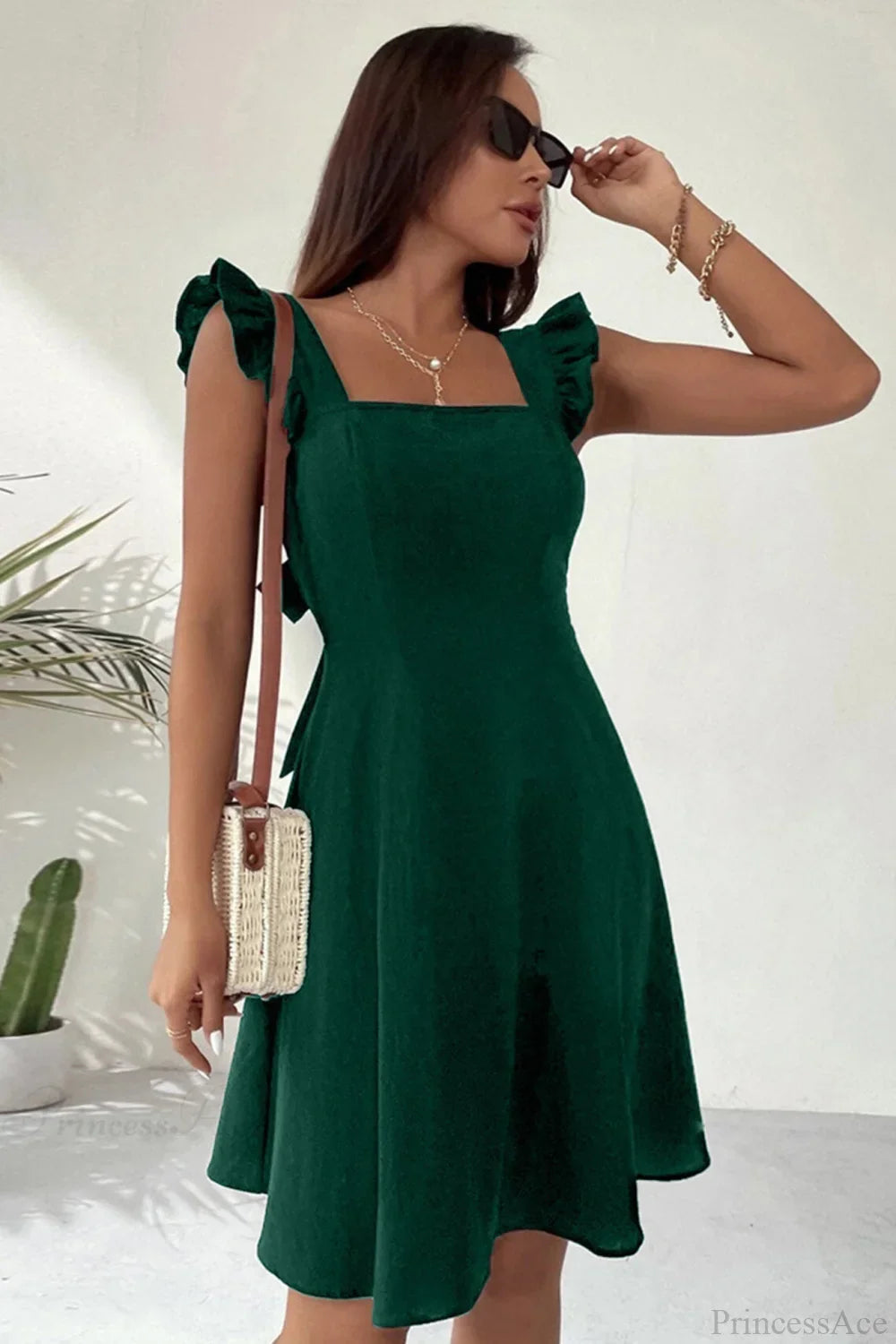 Sleeveless Mini Dress with Ruffle Tie-back image 5