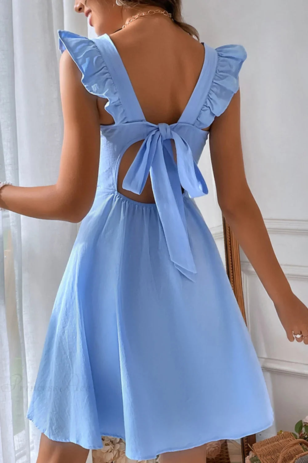 Sleeveless Mini Dress with Ruffle Tie-back image 3