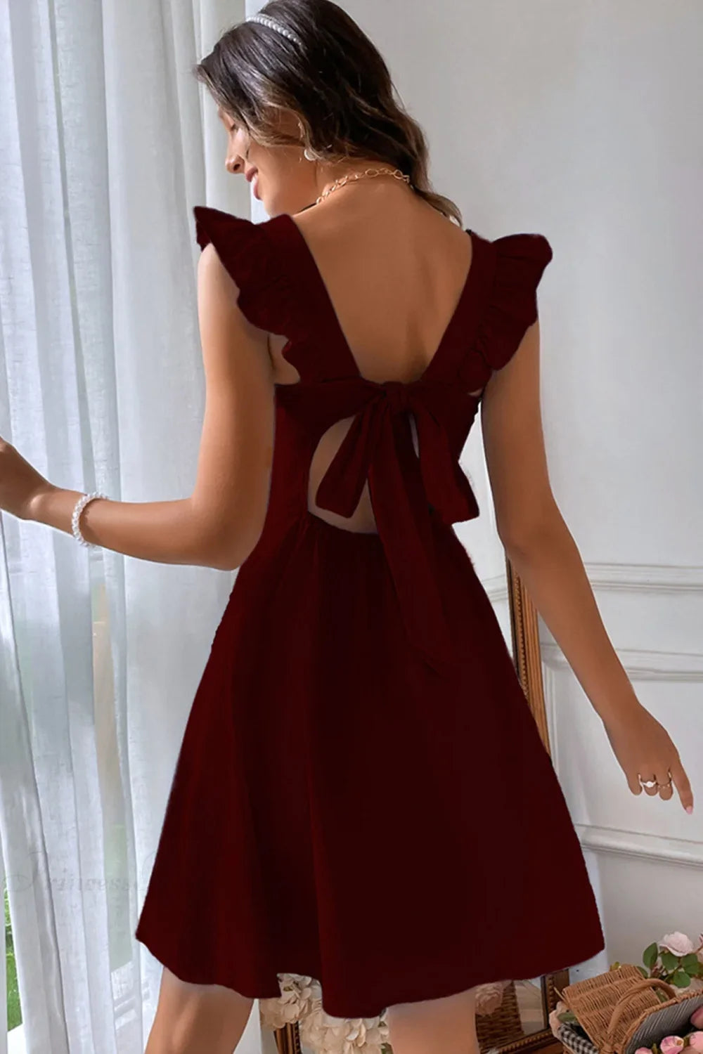 Sleeveless Mini Dress with Ruffle Tie-back image 9