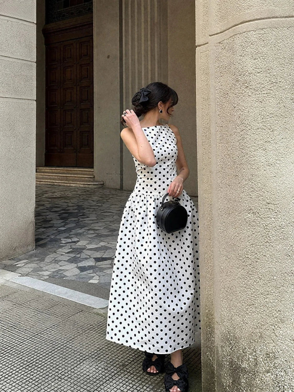 Sleeveless Polka Dot Casual Maxi Dress image 2