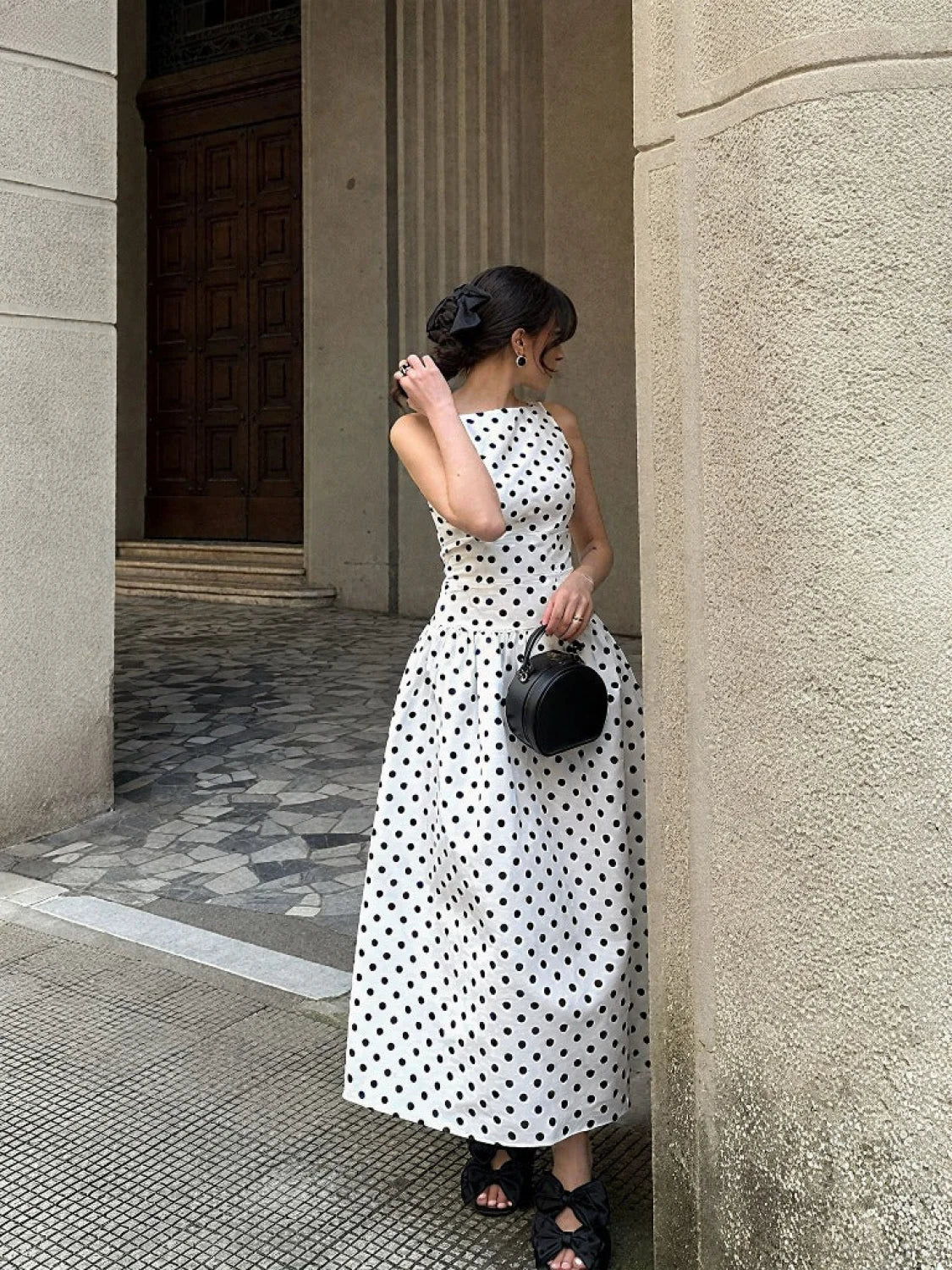 Sleeveless Polka Dot Casual Maxi Dress image 2