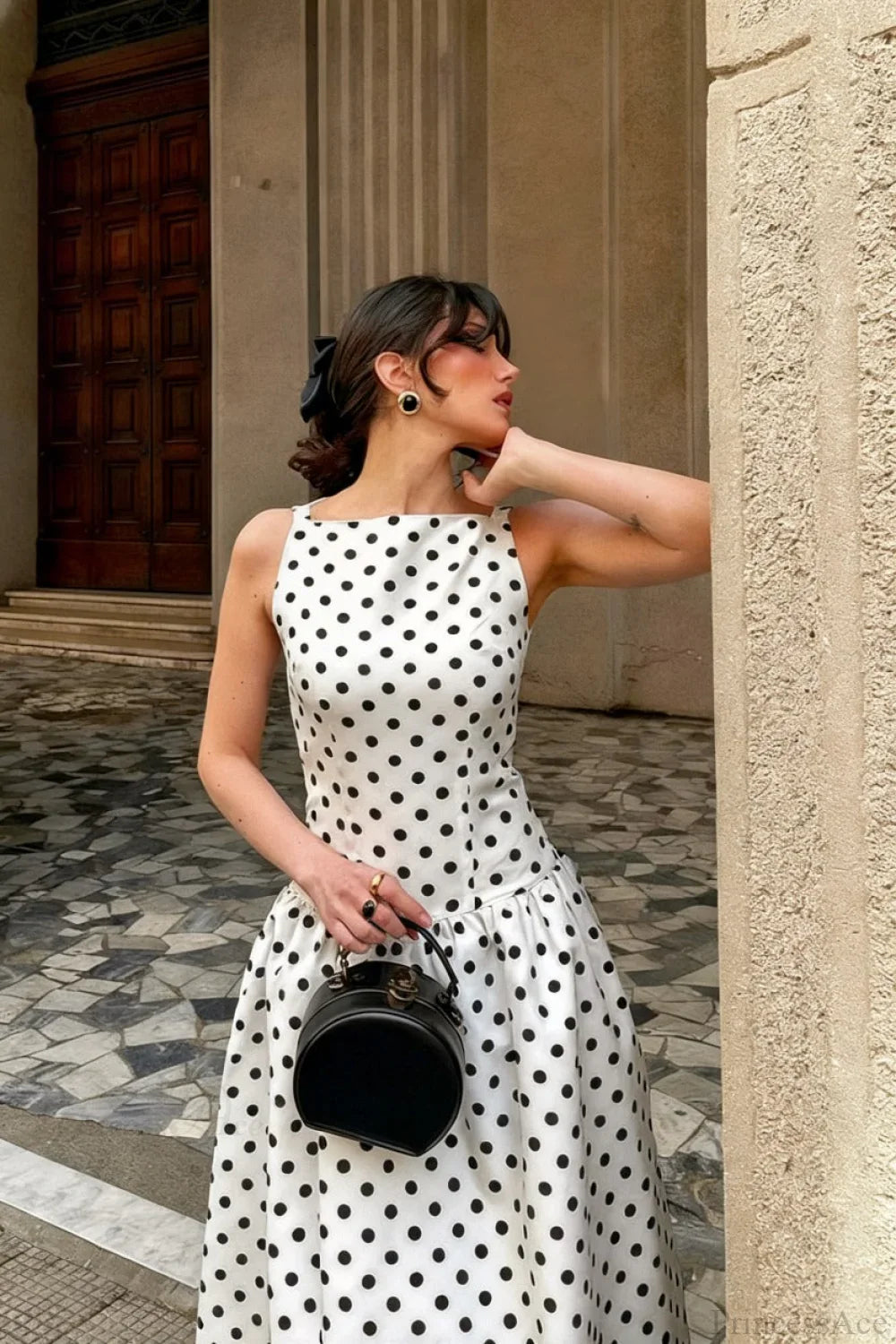 Sleeveless Polka Dot Casual Maxi Dress image 1