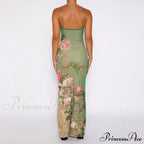 Sleeveless Print Fashion Vneck SlimLong Summer Beach Party Club Robe Floral Dress image 2