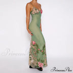 Sleeveless Print Fashion Vneck SlimLong Summer Beach Party Club Robe Floral Dress image 4