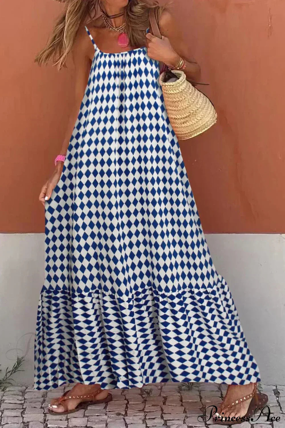 Sleeveless Print Summer Spaghetti Strap Boho Dress image 1