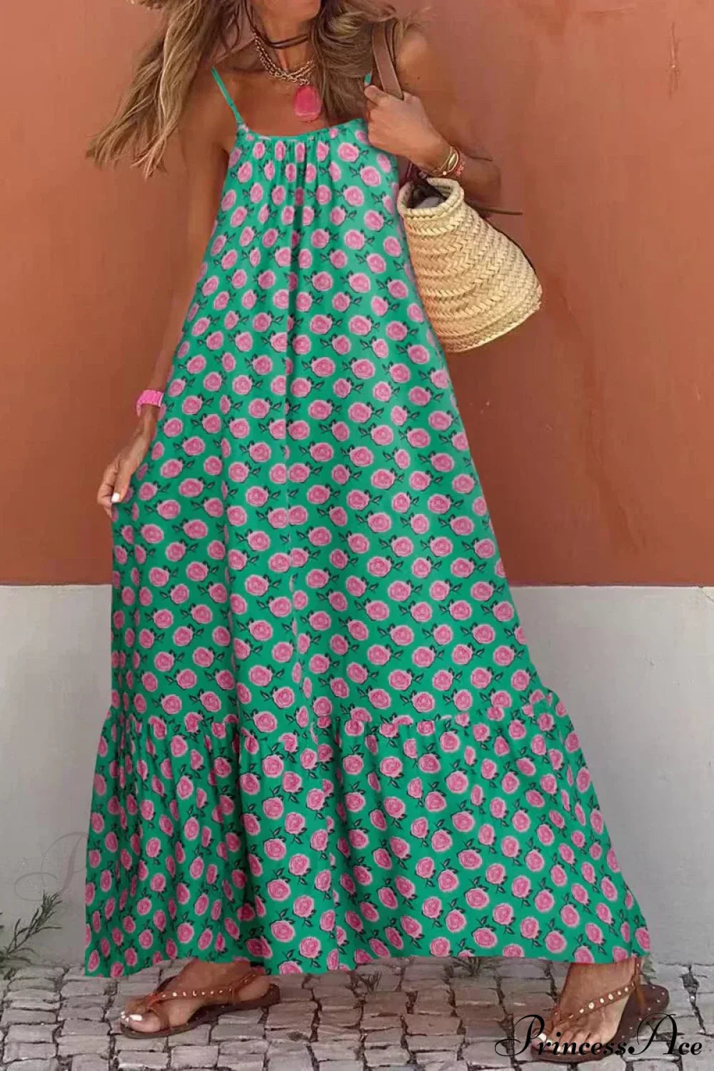 Sleeveless Print Summer Spaghetti Strap Boho Dress image 3
