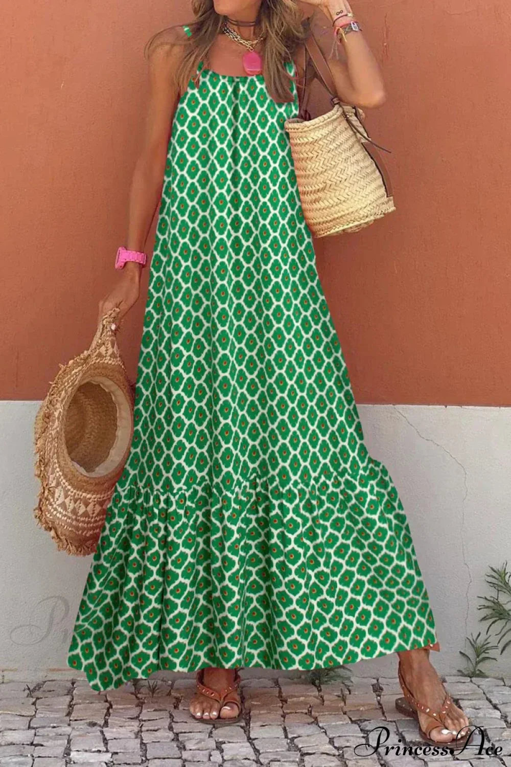 Sleeveless Print Summer Spaghetti Strap Boho Dress image 4