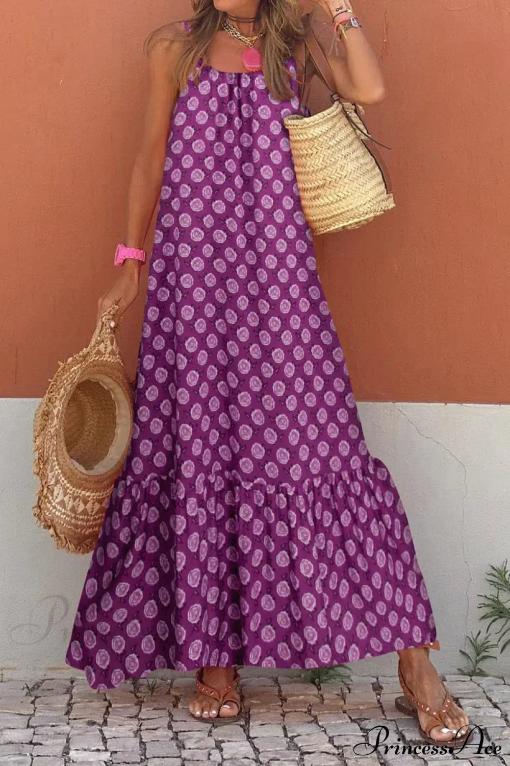 Sleeveless Print Summer Spaghetti Strap Boho Dress image 8