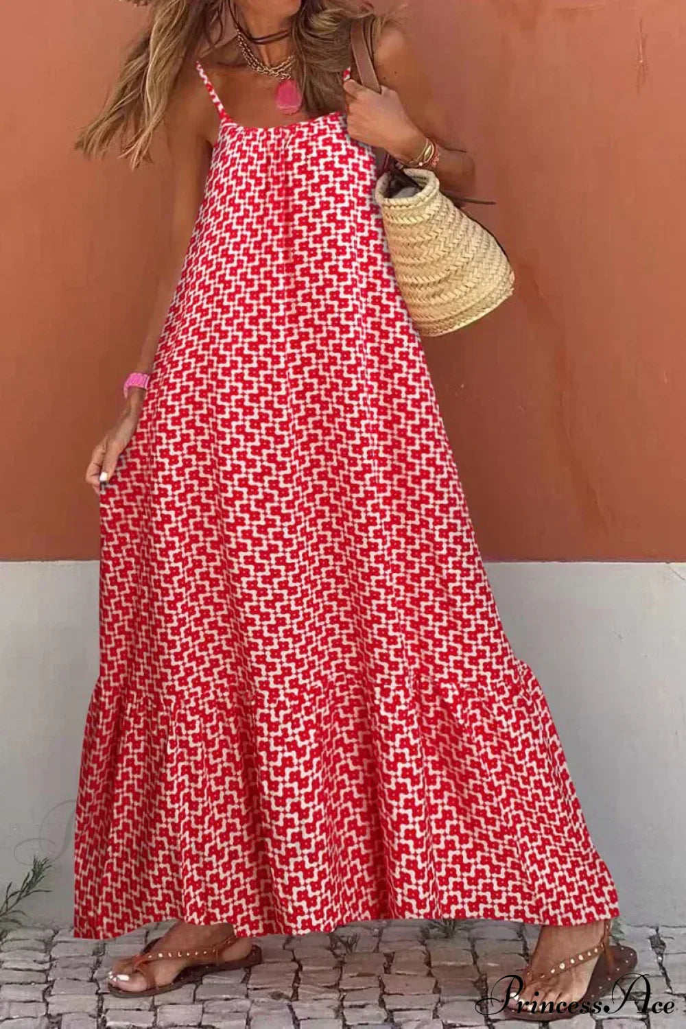 Sleeveless Print Summer Spaghetti Strap Boho Dress image 2