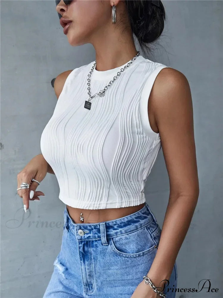 Sleeveless Rib Knit Women Summer Y2K High Street Style Koreanfashion Mock Neck Slim Fit Crop Streetwear Tank top image 5