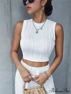 Sleeveless Rib Knit Women Summer Y2K High Street Style Koreanfashion Mock Neck Slim Fit Crop Streetwear Tank top image 3