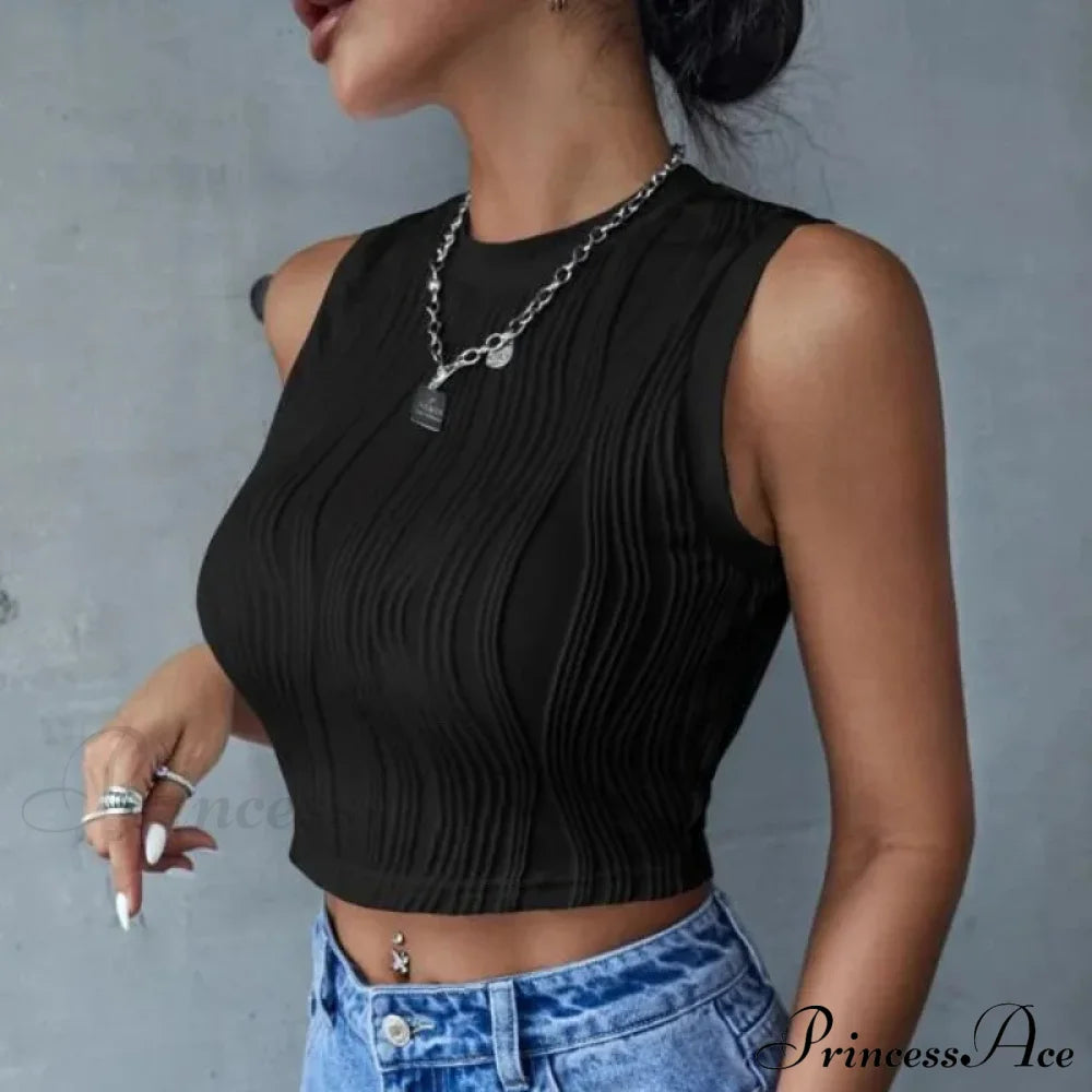 Sleeveless Rib Knit Women Summer Y2K High Street Style Koreanfashion Mock Neck Slim Fit Crop Streetwear Tank top image 6