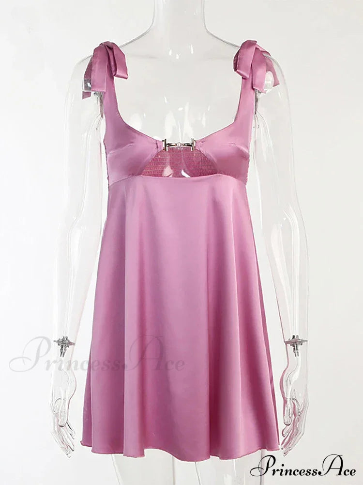 Sleeveless Satin Hollow Out Mini Dress image 5