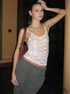 Sleeveless Sexy Lace Hollow Out Party Cami Crop Top image 1