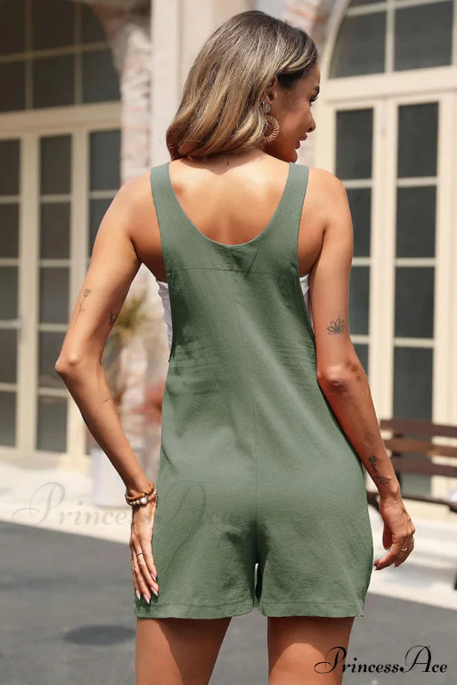 Sleeveless Single-breasted Rompers image 3