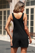 Sleeveless Single-breasted Rompers image 7