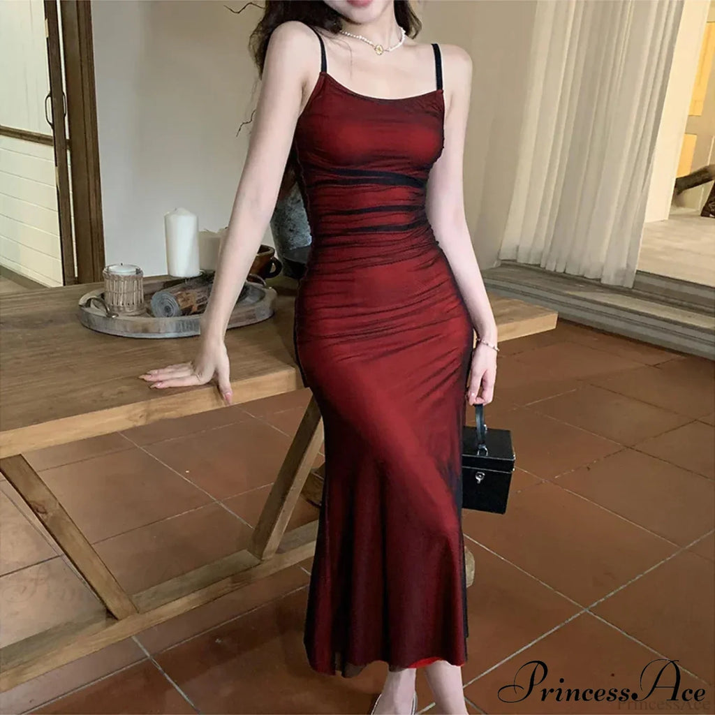 Sleeveless Solid Spaghetti Strap Backless Summer Casual Elegant Party Bodycon Dress image 8
