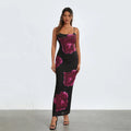 Sleeveless Spaghetti Strap Floral Split Back Hem Dress image 1