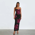 Sleeveless Spaghetti Strap Floral Split Back Hem Dress image 1