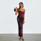 Sleeveless Spaghetti Strap Floral Split Back Hem Dress image 6