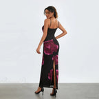 Sleeveless Spaghetti Strap Floral Split Back Hem Dress image 2