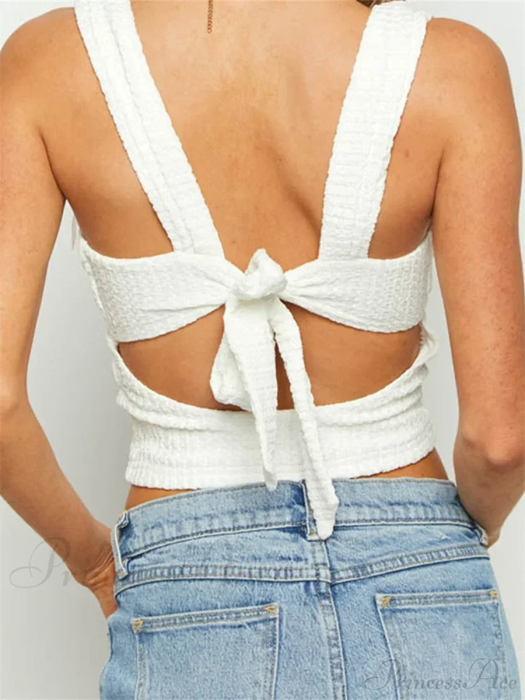 Sleeveless Square Neck Bow Tie-up Crop Top image 6