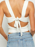 Sleeveless Square Neck Bow Tie-up Crop Top image 6