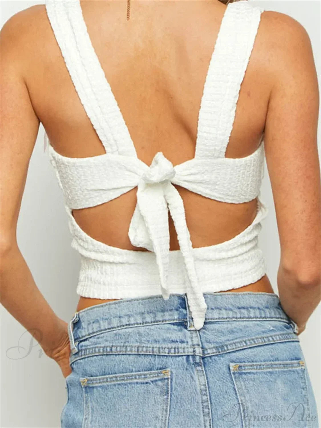 Sleeveless Square Neck Bow Tie-up Crop Top image 6