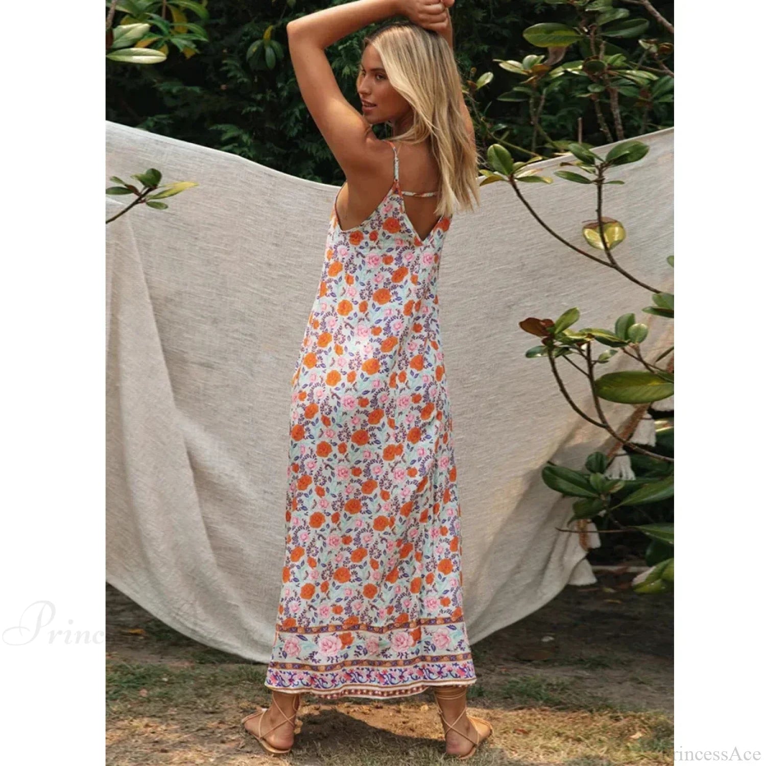Sleeveless Strap Backless Deep V-neck Summer Dress image 3