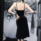 Sleeveless Velour Lace Patchwork Midi Dress image 2