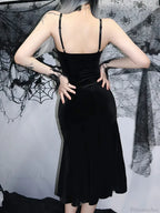 Sleeveless Velour Lace Patchwork Midi Dress image 6
