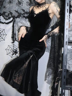Sleeveless Velour Lace Patchwork Midi Dress image 4