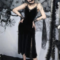 Sleeveless Velour Lace Patchwork Midi Dress image 1