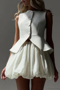 Sleeveless Vest Puff Skirt Two Piece Set image 1