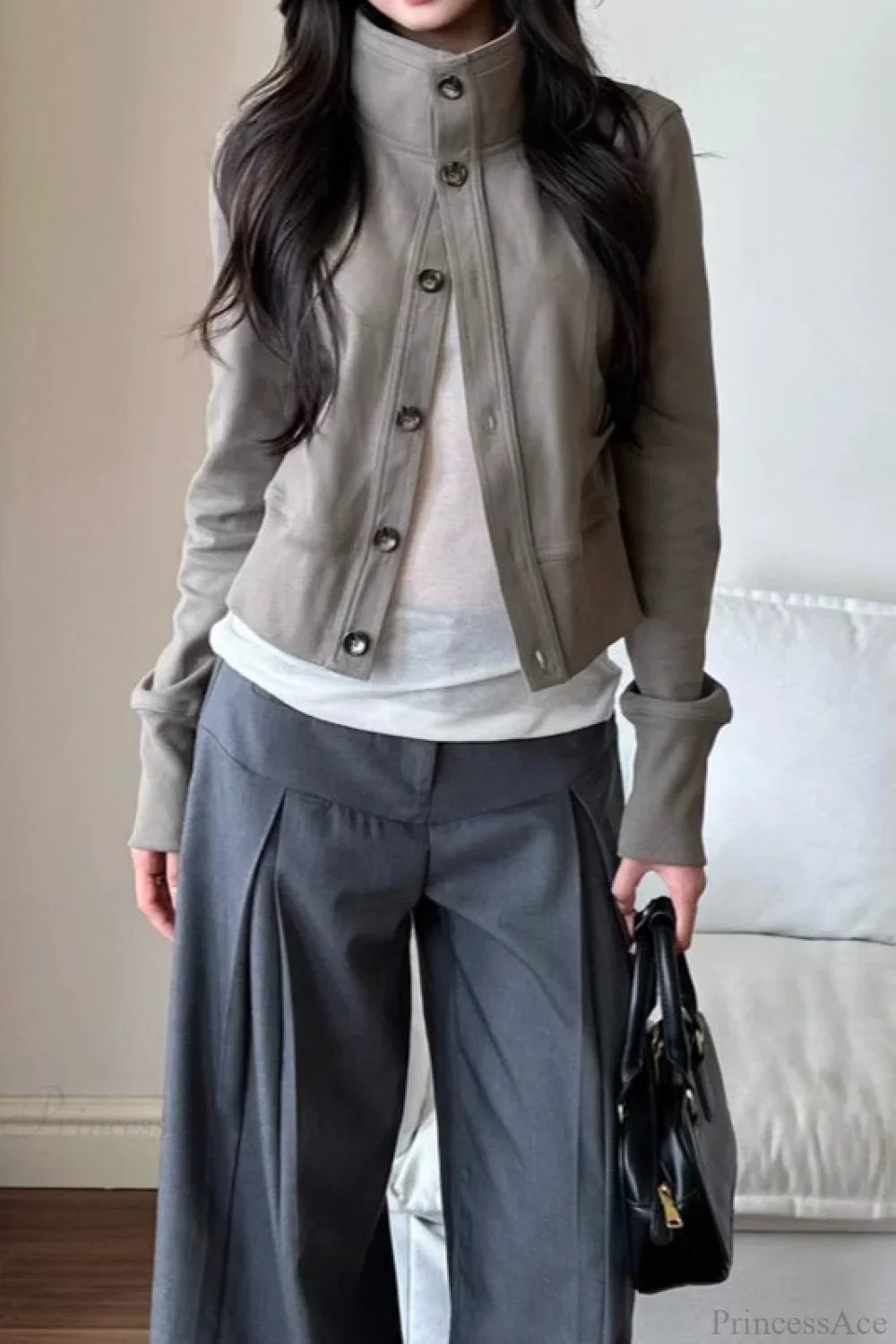 Slim Cropped Turtleneck Casual Jacket image 5