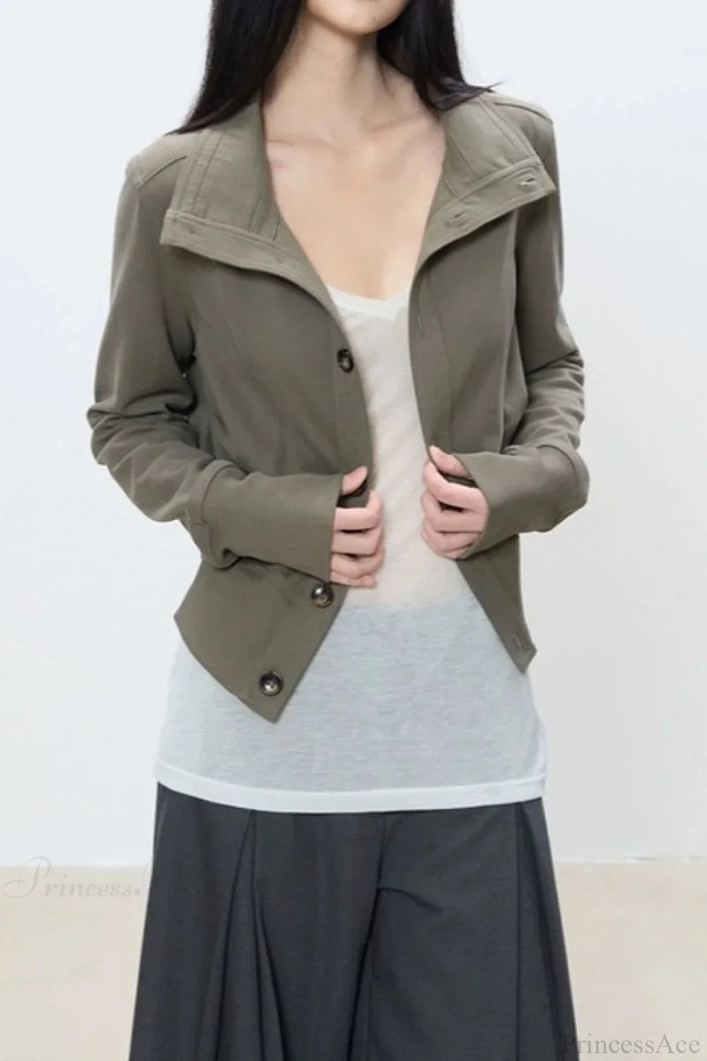 Slim Cropped Turtleneck Casual Jacket image 2