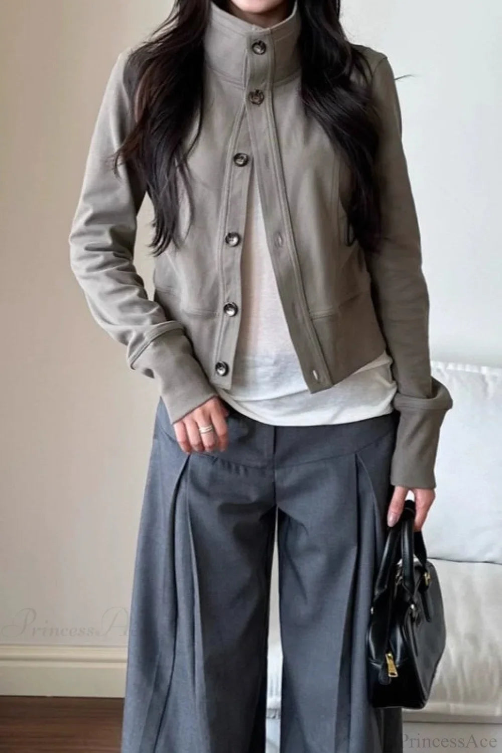 Slim Cropped Turtleneck Casual Jacket image 4