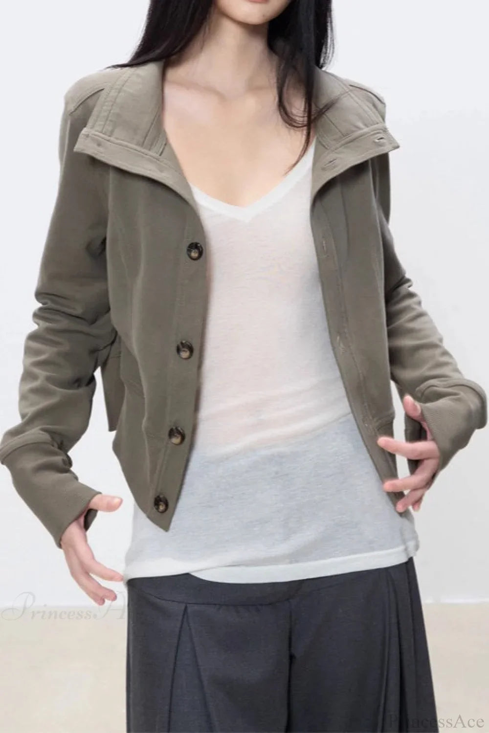 Slim Cropped Turtleneck Casual Jacket image 3