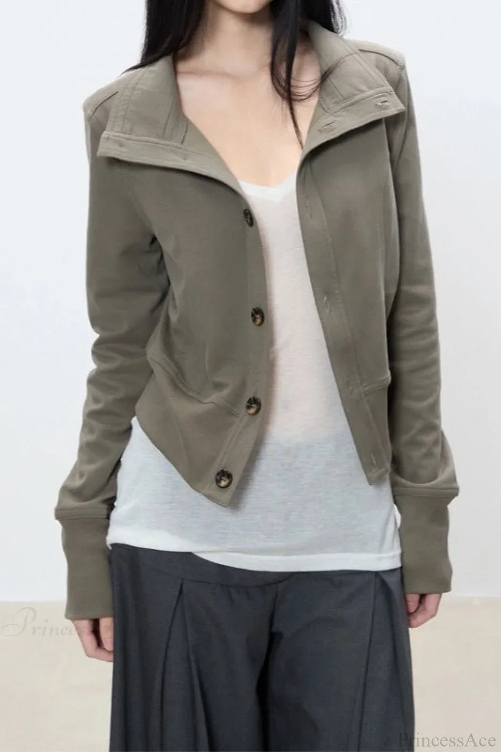 Slim Cropped Turtleneck Casual Jacket image 1