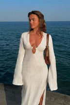 Slim Cutout V Neck Bodycon Maxi Dress image 2