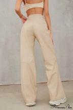 Slim Faux Leather High Waist Wide Leg Pants image 7