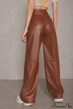 Slim Faux Leather High Waist Wide Leg Pants image 5