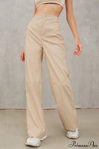 Slim Faux Leather High Waist Wide Leg Pants image 6