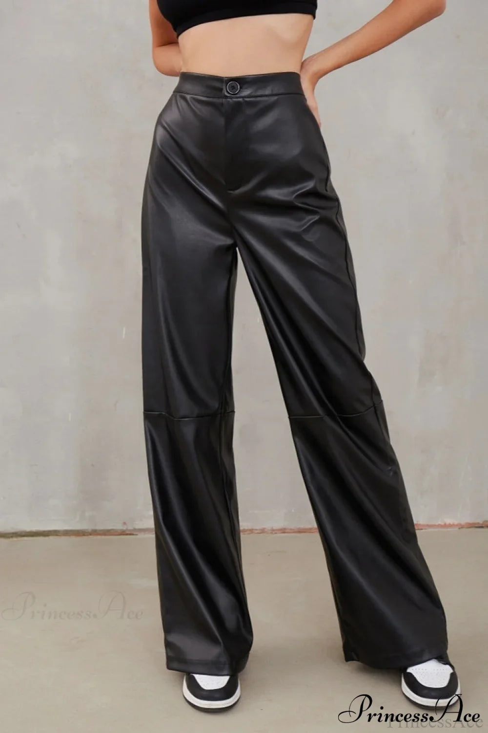 Slim Faux Leather High Waist Wide Leg Pants image 2