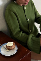 Slim Fit Bell Sleeve Knit Crew Neck Cardigan image 4