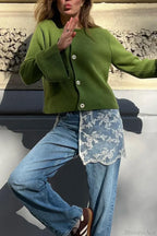 Slim Fit Bell Sleeve Knit Crew Neck Cardigan image 5