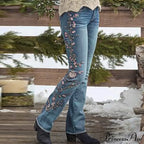 Slim Fit Embroidered Floral Micro Jeans image 1