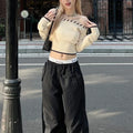 Slim Fit Korean Off-Shoulder Knitted Boat Neck Knit Top image 5