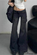 Slim Fit Low Waist Denim Cargo Pants image 3
